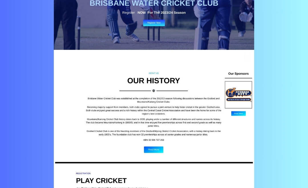 Web Design Central Coast, Gosford – Cricket Club Design