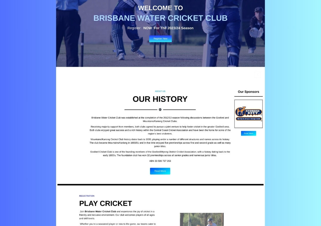 Web Design Central Coast, Gosford – Cricket Club Design