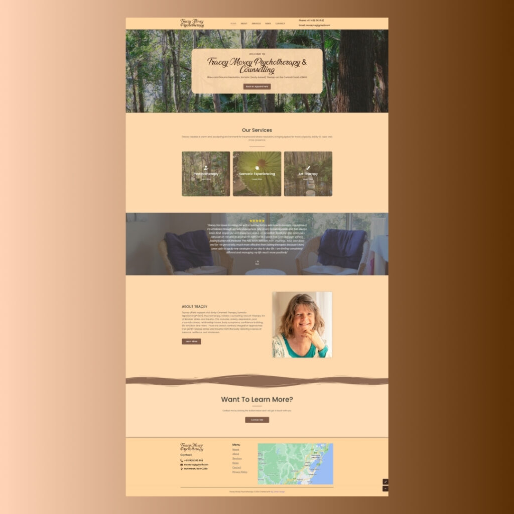 Psychologist & Counselling Website Design Sydney | Contact Us Tracey Moxey Psychotherapy - Big J Web Design